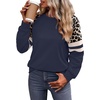 image:imageWIHOLL Sweatshirts for Women Crewneck Long Sleeve Loose Fit Tops Color Block Fashion 2026Navy Blue Leopard