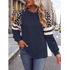 image:imageWIHOLL Sweatshirts for Women Crewneck Long Sleeve Loose Fit Tops Color Block Fashion 2026Navy Blue Leopard