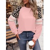 image:imageWIHOLL Sweatshirts for Women Crewneck Long Sleeve Loose Fit Tops Color Block Fashion 2026Pink Leopard