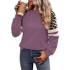 image:imageWIHOLL Sweatshirts for Women Crewneck Long Sleeve Loose Fit Tops Color Block Fashion 2026Purple Leopard