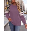 image:imageWIHOLL Sweatshirts for Women Crewneck Long Sleeve Loose Fit Tops Color Block Fashion 2026Purple Leopard