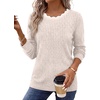 image:imageWIHOLL Womens Long Sleeve Shirts Lightweight Tunic Fall Top Sweaters 2026  Cute Scallop Neck Sweater Dressy Casual Soft01apricot