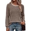 image:imageWIHOLL Womens Long Sleeve Shirts Lightweight Tunic Fall Top Sweaters 2026  Cute Scallop Neck Sweater Dressy Casual Soft01khaki
