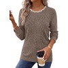 image:imageWIHOLL Womens Long Sleeve Shirts Lightweight Tunic Fall Top Sweaters 2026  Cute Scallop Neck Sweater Dressy Casual Soft01khaki