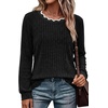 image:imageWIHOLL Womens Long Sleeve Shirts Lightweight Tunic Fall Top Sweaters 2026  Cute Scallop Neck Sweater Dressy Casual Soft02black