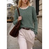 image:imageWIHOLL Womens Long Sleeve Shirts Lightweight Tunic Fall Top Sweaters 2026  Cute Scallop Neck Sweater Dressy Casual Soft02green