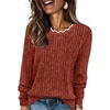 image:imageWIHOLL Womens Long Sleeve Shirts Lightweight Tunic Fall Top Sweaters 2026  Cute Scallop Neck Sweater Dressy Casual Soft03caramel