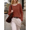 image:imageWIHOLL Womens Long Sleeve Shirts Lightweight Tunic Fall Top Sweaters 2026  Cute Scallop Neck Sweater Dressy Casual Soft03caramel