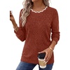 image:imageWIHOLL Womens Long Sleeve Shirts Lightweight Tunic Fall Top Sweaters 2026  Cute Scallop Neck Sweater Dressy Casual Soft03caramel