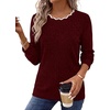 image:imageWIHOLL Womens Long Sleeve Shirts Lightweight Tunic Fall Top Sweaters 2026  Cute Scallop Neck Sweater Dressy Casual Soft03red