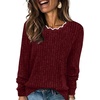 image:imageWIHOLL Womens Long Sleeve Shirts Lightweight Tunic Fall Top Sweaters 2026  Cute Scallop Neck Sweater Dressy Casual Soft03red