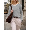 image:imageWIHOLL Womens Long Sleeve Shirts Lightweight Tunic Fall Top Sweaters 2026  Cute Scallop Neck Sweater Dressy Casual Soft04grey