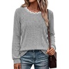image:imageWIHOLL Womens Long Sleeve Shirts Lightweight Tunic Fall Top Sweaters 2026  Cute Scallop Neck Sweater Dressy Casual Soft04grey