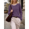 image:imageWIHOLL Womens Long Sleeve Shirts Lightweight Tunic Fall Top Sweaters 2026  Cute Scallop Neck Sweater Dressy Casual Soft04purple