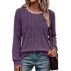 image:imageWIHOLL Womens Long Sleeve Shirts Lightweight Tunic Fall Top Sweaters 2026  Cute Scallop Neck Sweater Dressy Casual Soft04purple