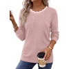 image:imageWIHOLL Womens Long Sleeve Shirts Lightweight Tunic Fall Top Sweaters 2026  Cute Scallop Neck Sweater Dressy Casual Soft05pink