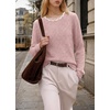 image:imageWIHOLL Womens Long Sleeve Shirts Lightweight Tunic Fall Top Sweaters 2026  Cute Scallop Neck Sweater Dressy Casual Soft05pink