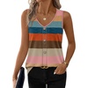 image:imageWIHOLL Womens Tank Tops Loose Casual Summer Tops Eyelet V Neck Basic Sleeveless Shirts Trendy 2026Colorful Stripe