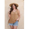 image:imageWIHOLL Womens Tank Tops Loose Casual Summer Tops Eyelet V Neck Basic Sleeveless Shirts Trendy 2026Dark Khaki