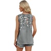 image:imageWIHOLL Womens Tank Tops Loose Casual Summer Tops Eyelet V Neck Basic Sleeveless Shirts Trendy 2026Floral Grey