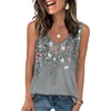 image:imageWIHOLL Womens Tank Tops Loose Casual Summer Tops Eyelet V Neck Basic Sleeveless Shirts Trendy 2026Floral Grey