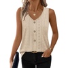 image:imageWIHOLL Womens Tank Tops Loose Casual Summer Tops Eyelet V Neck Basic Sleeveless Shirts Trendy 2026Khaki