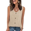 image:imageWIHOLL Womens Tank Tops Loose Casual Summer Tops Eyelet V Neck Basic Sleeveless Shirts Trendy 2026Khaki