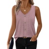 image:imageWIHOLL Womens Tank Tops Loose Casual Summer Tops Eyelet V Neck Basic Sleeveless Shirts Trendy 2026Pink