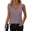 image:imageWIHOLL Womens Tank Tops Loose Casual Summer Tops Eyelet V Neck Basic Sleeveless Shirts Trendy 2026Purple