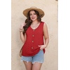 image:imageWIHOLL Womens Tank Tops Loose Casual Summer Tops Eyelet V Neck Basic Sleeveless Shirts Trendy 2026Red
