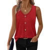 image:imageWIHOLL Womens Tank Tops Loose Casual Summer Tops Eyelet V Neck Basic Sleeveless Shirts Trendy 2026Red