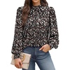 image:imageWIHOLL Long Sleeve Shirts for Women Mock Neck Tops Pleated Front Blouses Dressy Casual Spring Fall Clothes 2026 Fashion01  Floral Print