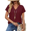image:imageWIHOLL Summer Tops for Women 2026 Dressy Casual Short Sleeve Shirts Business Casual T Shirts Beach Vacation ClothesPlum Red