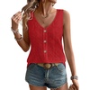 image:imageWIHOLL Womens Tank Tops Loose Casual Summer Tops Eyelet V Neck Basic Sleeveless Shirts Trendy 2026Red