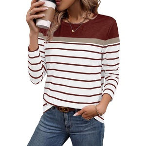 image:imageWIHOLL Long Sleeve Shirts for Women Stripe Tops Fall Fashion Outfits 2026  Womens TopsFall ClothesT shirtClothingTrendyTeacherSchoolCuteCozyDressyBohoWinterCowboy ChicBusiness CasualRed