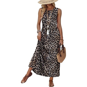 image:imageWIHOLL Summer Dresses Babydoll Maxi Dress Empire Waist Beach Vacation Sundresses 2026 with PocketsClassic Leopard