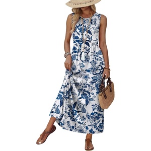 image:imageWIHOLL Summer Dresses Babydoll Maxi Dress Empire Waist Beach Vacation Sundresses 2026 with PocketsFloral Blue
