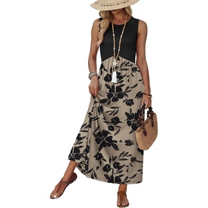 image:imageWIHOLL Summer Dresses Babydoll Maxi Dress Empire Waist Beach Vacation Sundresses 2026 with PocketsFloral Brown