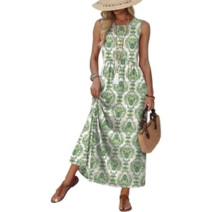 image:imageWIHOLL Summer Dresses Babydoll Maxi Dress Empire Waist Beach Vacation Sundresses 2026 with PocketsFloral Green