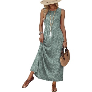 image:imageWIHOLL Summer Dresses Babydoll Maxi Dress Empire Waist Beach Vacation Sundresses 2026 with PocketsFloral Sage Green