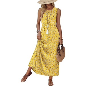 image:imageWIHOLL Summer Dresses Babydoll Maxi Dress Empire Waist Beach Vacation Sundresses 2026 with PocketsFloral Yellow
