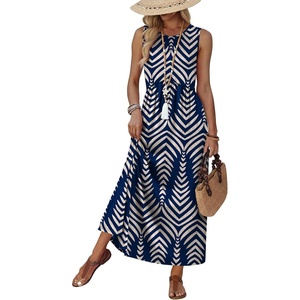image:imageWIHOLL Summer Dresses Babydoll Maxi Dress Empire Waist Beach Vacation Sundresses 2026 with PocketsNavy Print