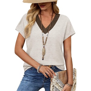 image:imageWIHOLL Summer Tops for Women 2026 Dressy Casual Short Sleeve Shirts Business Casual T Shirts Beach Vacation ClothesWhite