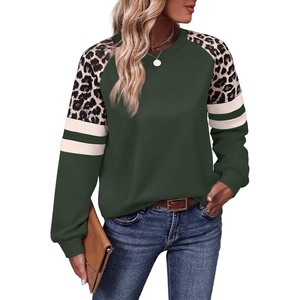 image:imageWIHOLL Sweatshirts for Women Crewneck Long Sleeve Loose Fit Tops Color Block Fashion 2026Green Leopard