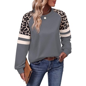 image:imageWIHOLL Sweatshirts for Women Crewneck Long Sleeve Loose Fit Tops Color Block Fashion 2026Grey Leopard