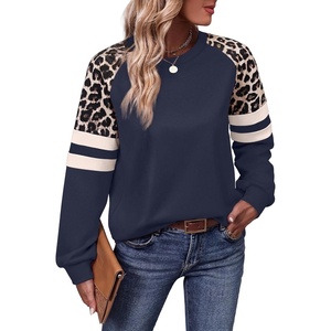 image:imageWIHOLL Sweatshirts for Women Crewneck Long Sleeve Loose Fit Tops Color Block Fashion 2026Navy Blue Leopard