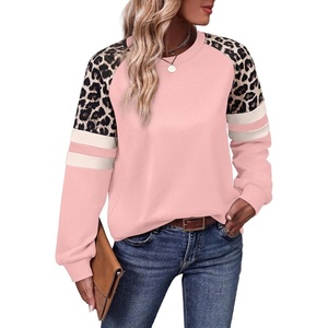 image:imageWIHOLL Sweatshirts for Women Crewneck Long Sleeve Loose Fit Tops Color Block Fashion 2026Pink Leopard
