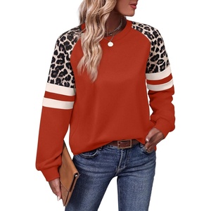 image:imageWIHOLL Sweatshirts for Women Crewneck Long Sleeve Loose Fit Tops Color Block Fashion 2026Red Leopard