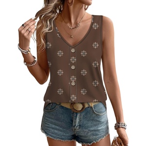 image:imageWIHOLL Womens Tank Tops Loose Casual Summer Tops Eyelet V Neck Basic Sleeveless Shirts Trendy 2026Coffee
