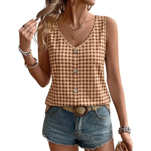 image:imageWIHOLL Womens Tank Tops Loose Casual Summer Tops Eyelet V Neck Basic Sleeveless Shirts Trendy 2026Dark Khaki